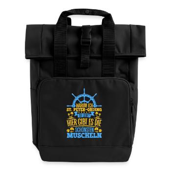 Muscheln - Warum ich St. Peter-Ording so liebe - Rolltop Rucksack mit zwei Griffen - Schwarz - Vorne