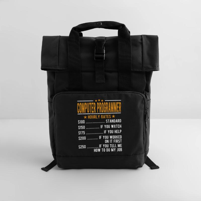 Computer programmer hourly wage Roll Top Backpack with Two Handles