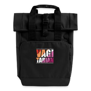 Vagitarian word allusion LGBT homosexual - Roll Top Backpack with Two Handles - black - Front