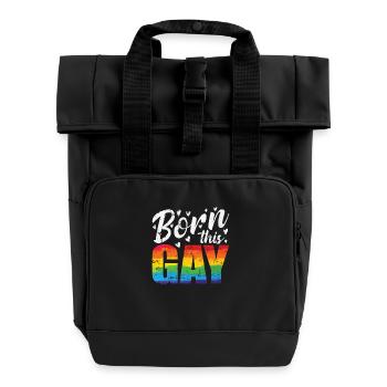 Born this gay LGBT Rainbow Colors Pride - Roll Top Backpack with Two Handles - black - Front