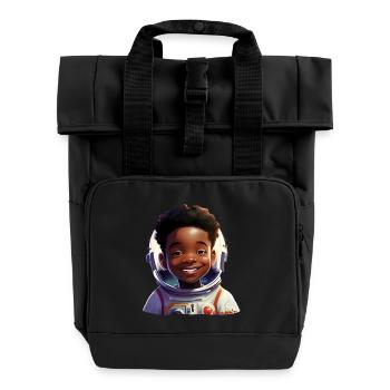 Junge Astronautin Mit Strahlen - Rolltop Rucksack mit zwei Griffen - Schwarz - Vorne