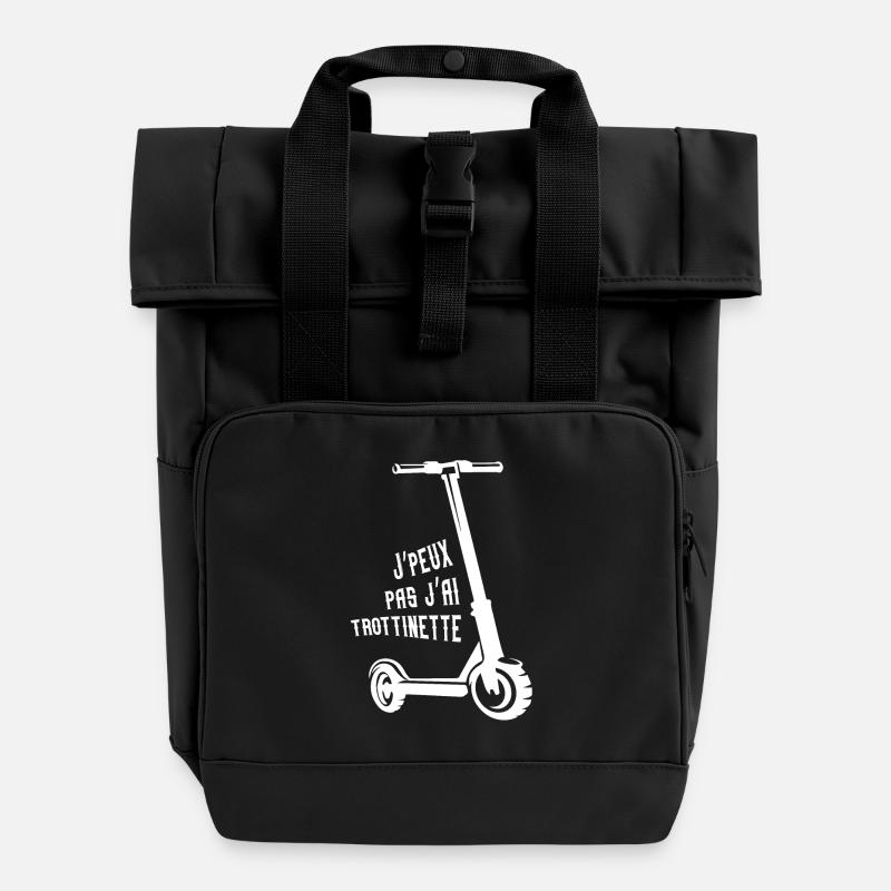 Trottinette - Rolltop Rucksack mit zwei Griffen - Schwarz