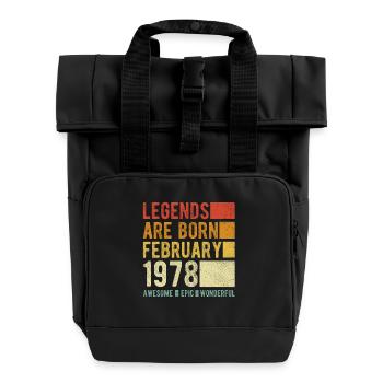Birthday February 1978 - Roll Top Backpack with Two Handles - black - Front