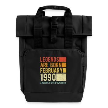 Birthday February 1990 - Roll Top Backpack with Two Handles - black - Front
