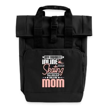 Ma patineuse à roues alignées préférée m’appelle maman - Sac à dos Roll Top à deux anses - noir - Devant
