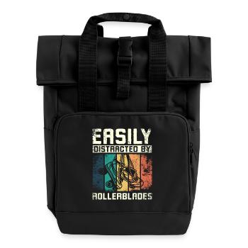 Easily distracted by rollerblades - Rolltop Rucksack mit zwei Griffen - Schwarz - Vorne