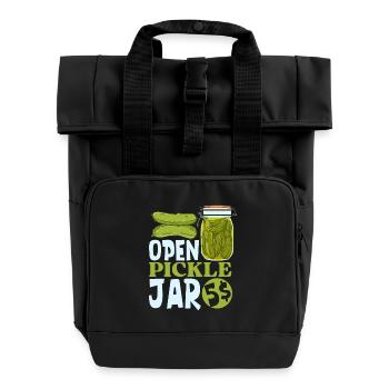 Gurkenglas öffnen 5 Dollar - Gurken - Rolltop Rucksack mit zwei Griffen - Schwarz - Vorne