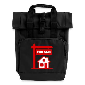 Logo rouge enseigne avec à vendre - Sac à dos Roll Top à deux anses - noir - Devant