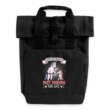 Freunde fürs Leben - Vater und Tochter - Rolltop Rucksack mit zwei Griffen - Schwarz - Vorne