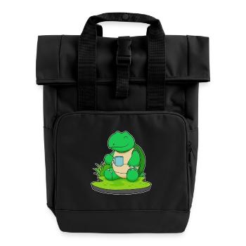 Schildkröte Becher  - Rolltop Rucksack mit zwei Griffen - Schwarz - Vorne
