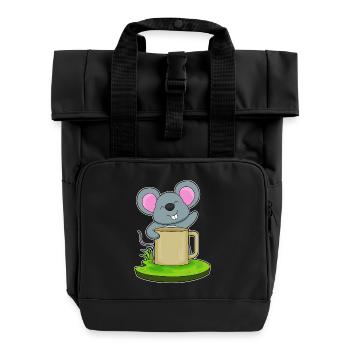 Maus Becher  - Rolltop Rucksack mit zwei Griffen - Schwarz - Vorne