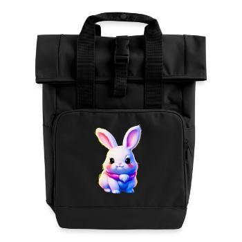 niedlicher Osterhase - süßes Kaninchen - Rolltop Rucksack mit zwei Griffen - Schwarz - Vorne