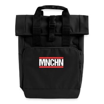 Münchnerin Münchner München - Rolltop Rucksack mit zwei Griffen - Schwarz - Vorne