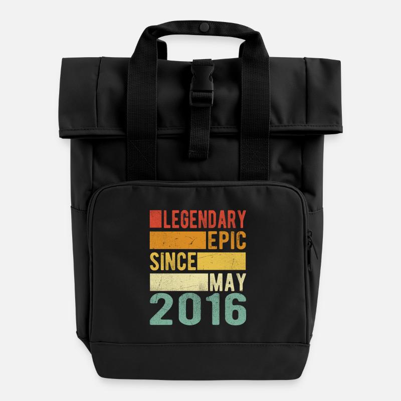 Birthday May 2016 Legendary Epic - Roll Top Backpack with Two Handles - black