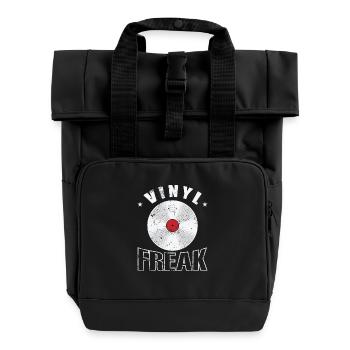 Vinyl Freak Record Music Record - Roll Top Backpack with Two Handles - black - Front