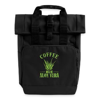 Coffee and Aloe Vera Cream Cosmetics Natural - Roll Top Backpack with Two Handles - black - Front