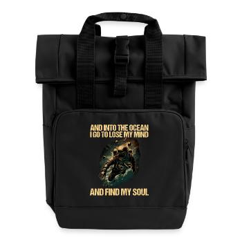 Tauchen Taucher Taucherin - Rolltop Rucksack mit zwei Griffen - Schwarz - Vorne