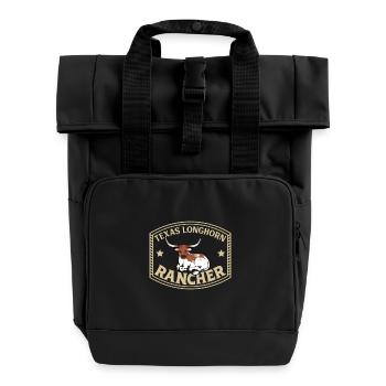 Longhorn Beef - Texas Longhorn Rancher - Roll Top Backpack with Two Handles - black - Front