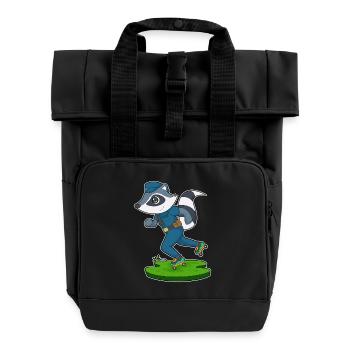 Waschbär Polizist Rollschuhe Polizei - Rolltop Rucksack mit zwei Griffen - Schwarz - Vorne