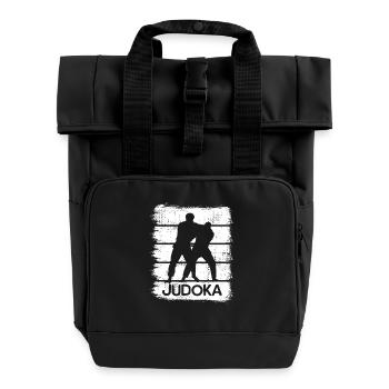 Judo Drawing - Roll Top Backpack with Two Handles - black - Front