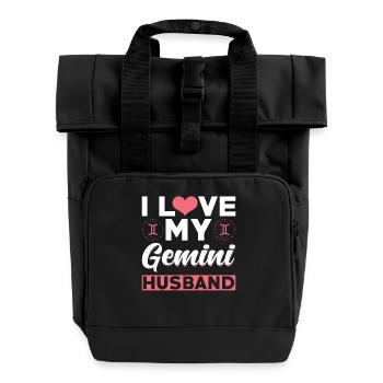 J’aime mon mari de jumeaux - Sac à dos Roll Top à deux anses - noir - Devant