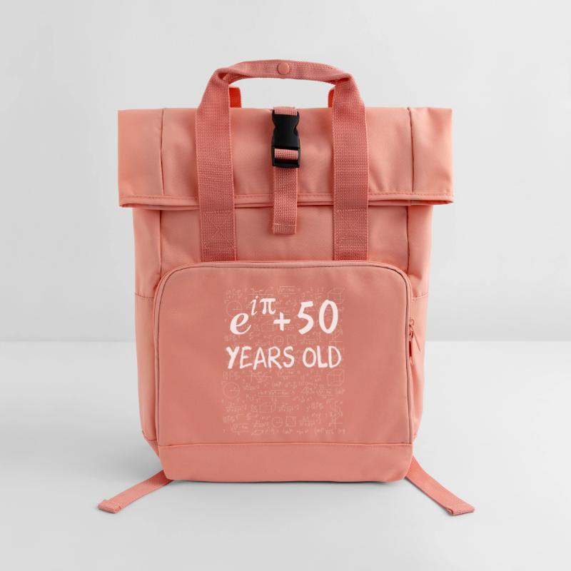 49th Birthday 49 Years Euler Identity Math Gift Roll Top Backpack with Two Handles