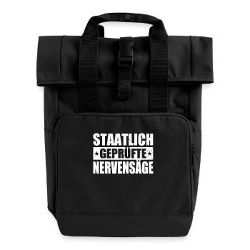 Staatlich Geprüfte Nervensäge Schwester Pubertät - Rolltop Rucksack mit zwei Griffen - Schwarz - Vorne