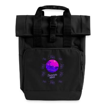 Sommer Vibes Neon Design - Rolltop Rucksack mit zwei Griffen - Schwarz - Vorne