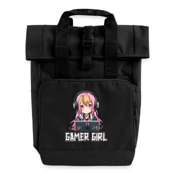 Gaming Console PC Gamer Girl Gamer Girl - Roll Top Backpack with Two Handles - black - Front
