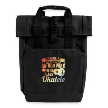 Ukulele Großvater - Rolltop Rucksack mit zwei Griffen - Schwarz - Vorne