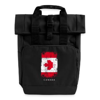 Souvenir with the country flag of Canada - Roll Top Backpack with Two Handles - black - Front