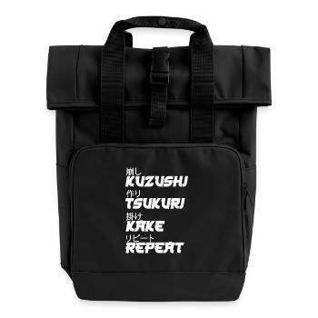 Judo Techniken - Rolltop Rucksack mit zwei Griffen - Schwarz - Vorne