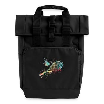 Splash art Squash sports for squash racket - Roll Top Backpack with Two Handles - black - Front