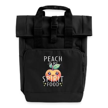 Peach Kawaii - Roll Top Backpack with Two Handles - black - Front