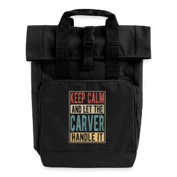 Schnitzer Retro Geschenk - Rolltop Rucksack mit zwei Griffen - Schwarz - Vorne