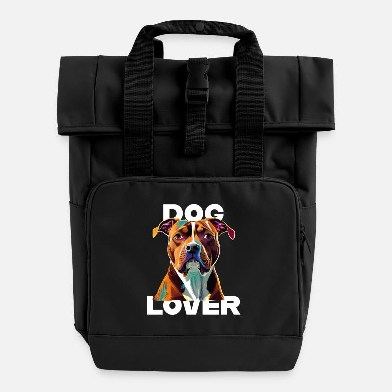 Dog Lover American Stafford - Rolltop Rucksack mit zwei Griffen - Schwarz