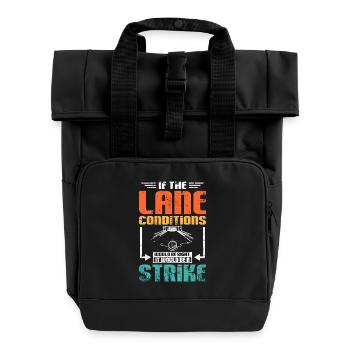 Funny bowling lane strike - Rolltop Rucksack mit zwei Griffen - Schwarz - Vorne