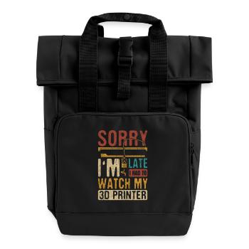 Impression 3D Imprimante 3D Retro Design Slice Print - Sac à dos Roll Top à deux anses - noir - Devant