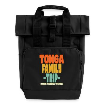 Tonga Family Trip Holidays - Roll Top Backpack with Two Handles - black - Front