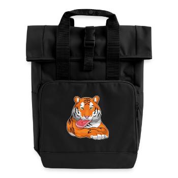 Tiger Fleisch - Rolltop Rucksack mit zwei Griffen - Schwarz - Vorne