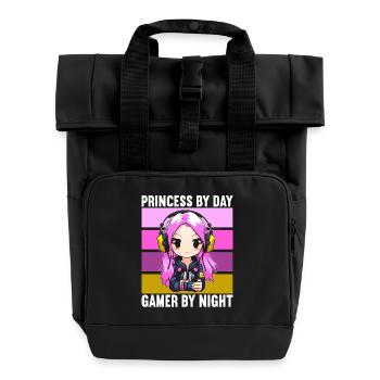 Gaming Console PC Gamer Girl Gamer Girl - Roll Top Backpack with Two Handles - black - Front