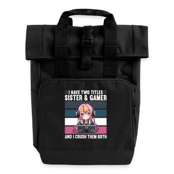 Gaming Console PC Gamer Girl Gamer Girl - Roll Top Backpack with Two Handles - black - Front