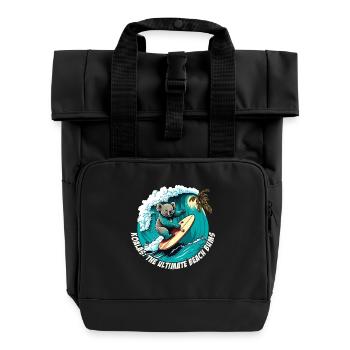 Beach Bums Koala hat Spass beim surfen - Rolltop Rucksack mit zwei Griffen - Schwarz - Vorne