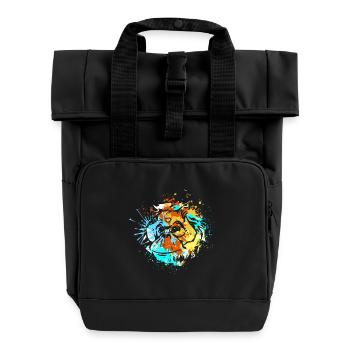 Splash Art Affe Borneo Orang Utan - Rolltop Rucksack mit zwei Griffen - Schwarz - Vorne