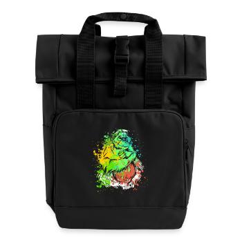 Splash Art Affe Borneo Orang Utan - Rolltop Rucksack mit zwei Griffen - Schwarz - Vorne