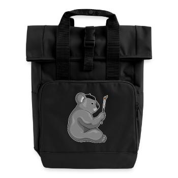 Koala Painter Brush Painting - Roll Top Backpack with Two Handles - black - Front