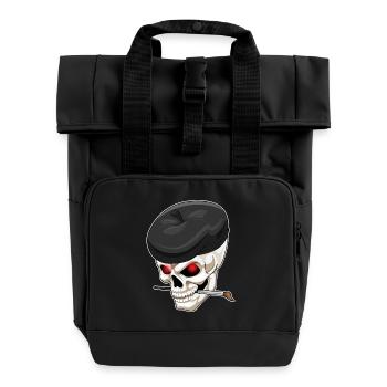 Skull Painter Brush Painting - Roll Top Backpack with Two Handles - black - Front