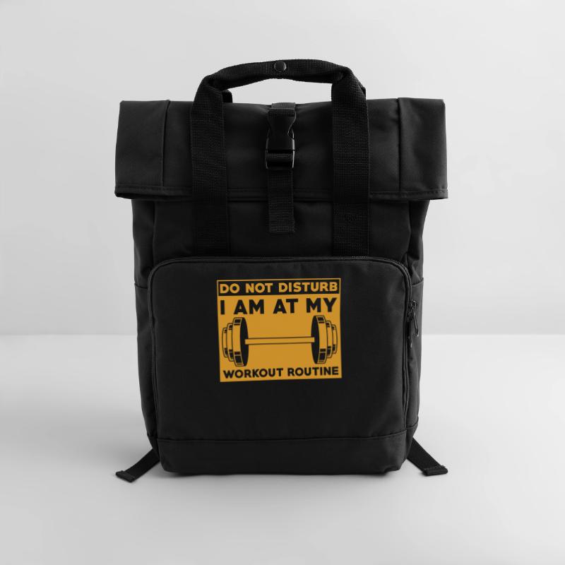 Workout routine Weightlifting training design Roll Top Backpack with Two Handles