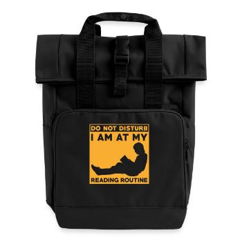 Reading Bookworm Book Lovers - Roll Top Backpack with Two Handles - black - Front