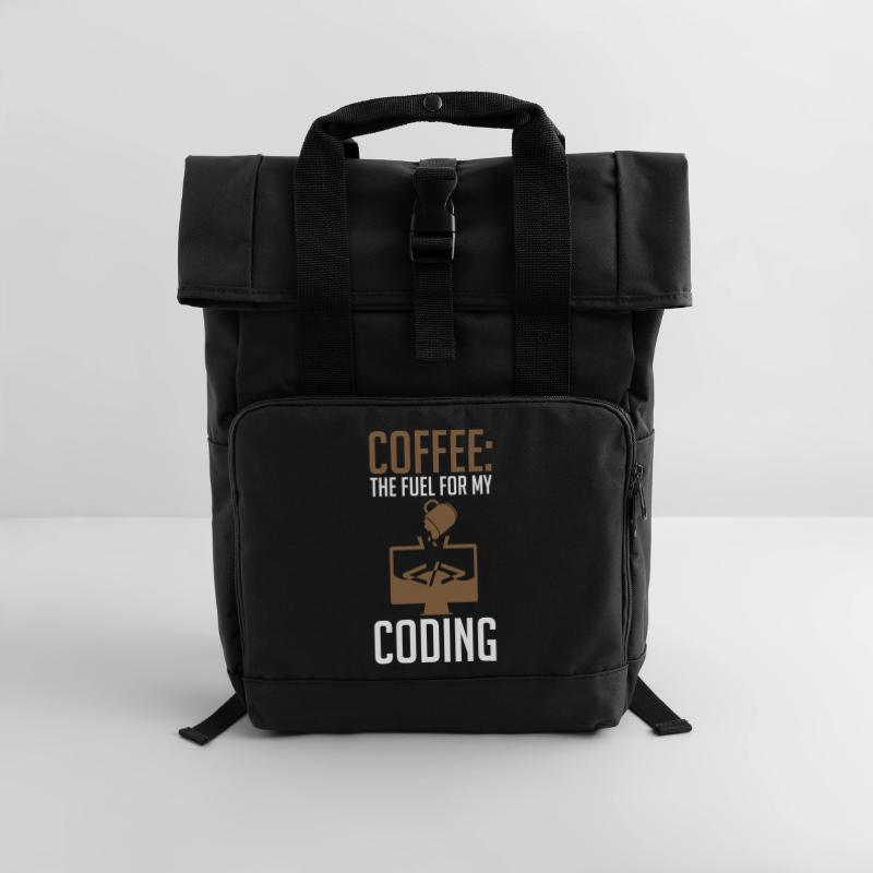 Coder Coffee Le carburant de mon codage Sac à dos Roll Top à deux anses